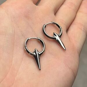 Chic Silver Spike Hoop Earrings